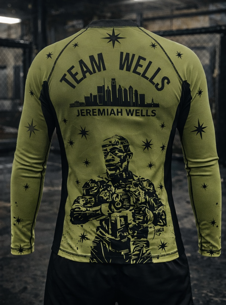 Team Wells Rashguard Youth Army Green