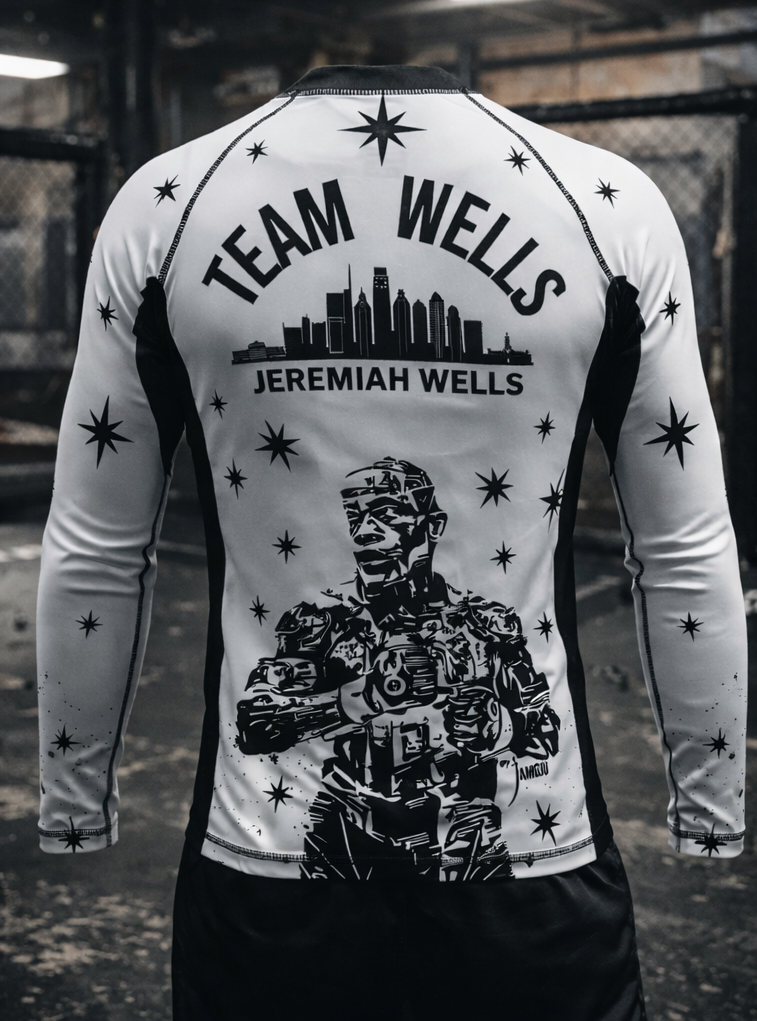 Team Wells Rashguard Youth Ghost White